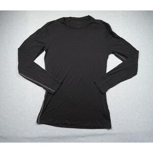 Icebreaker Shirt Mens Small Black Merino Wool Long Sleeve Base Layer FLAW*